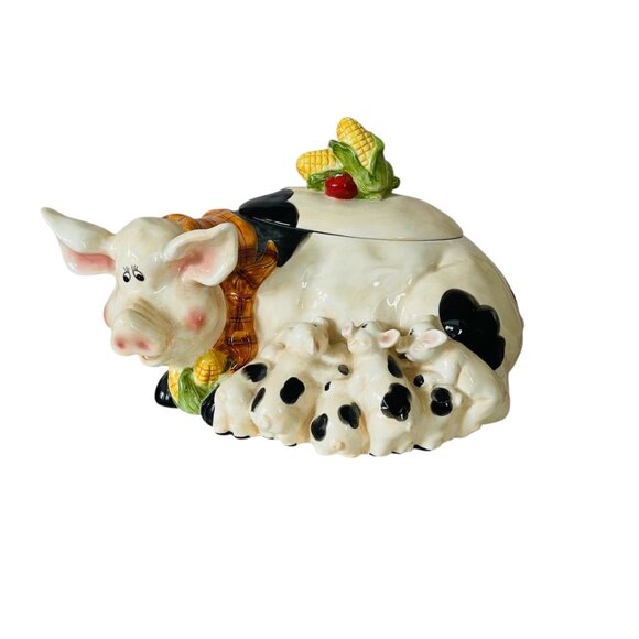 Cookie Jar Pig and Piglets Farm Harvest Farm Theme 14" x 7.5" x 8.5" - Picture 5 of 9